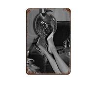 NFFBGFD High Heels Disco Ball Print Retro Poster Metal Tin Sign Chic Art Retro Iron Painting Bar People Cave Cafe Family Garage Poster Wall Decoration 8x12inch(20x30cm)