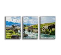 NFFBGFD Horses Crossing The River Scenery Canvas Poster Wall Art Print Picture Paintings 12x18inch(30x45cm)