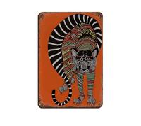 NFFBGFD Indian Tiger Print, Tribal Gond Ar Tin Sign Vintage Metal Pub Club Cafe Bar Home Wall Art Decoration Poster Retro 8x12inch(20x30cm)