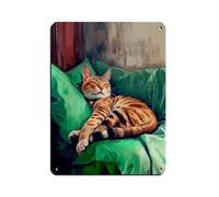 NFFBGFD Lazy Cat Paint, Sleeping Cat Tin Sign Vintage Metal Pub Club Cafe Bar Home Wall Art Decoration Poster Retro 12x16inch(30x40cm)