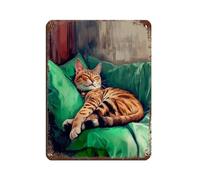 NFFBGFD Lazy Cat Paint, Sleeping Cat Tin Sign Vintage Metal Pub Club Cafe Bar Home Wall Art Decoration Poster Retro 12x16inch(30x40cm)