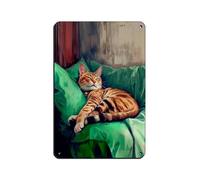 NFFBGFD Lazy Cat Paint, Sleeping Cat Tin Sign Vintage Metal Pub Club Cafe Bar Home Wall Art Decoration Poster Retro 8x12inch(20x30cm)