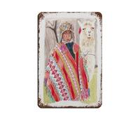 NFFBGFD Machu Picchu Peru, Llama Wall Art Retro Poster Metal Tin Sign Chic Art Retro Iron Painting Bar People Cave Cafe Family Garage Poster Wall Decoration 8x12inch(20x30cm)