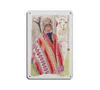 NFFBGFD Machu Picchu Peru, Llama Wall Art Retro Poster Metal Tin Sign Chic Art Retro Iron Painting Bar People Cave Cafe Family Garage Poster Wall Decoration 8x12inch(20x30cm)