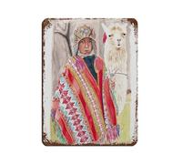NFFBGFD Machu Picchu Peru, Llama Wall Art Retro Poster Metal Tin Sign Chic Art Retro Iron Painting Bar People Cave Cafe Family Garage Poster Wall Decoration 12x16inch(30x40cm)