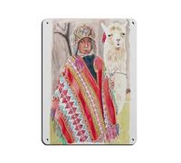 NFFBGFD Machu Picchu Peru, Llama Wall Art Tin Sign Vintage Metal Pub Club Cafe Bar Home Wall Art Decoration Poster Retro 12x16inch(30x40cm)