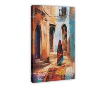 NFFBGFD Moroccan Print, Arabian Street Canvas Poster Bedroom Decor Landscape Decor Gift 08x12inch(20x30cm)