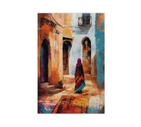 NFFBGFD Moroccan Print, Arabian Street Canvas Poster Bedroom Decor Landscape Decor Gift 16x24inch(40x60cm)