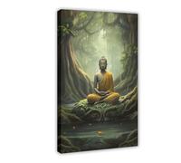 NFFNPIJ Buddha, Buddha in The Forest, Buddha Meditation Canvas Poster Wall Art Print Picture Paintings 08x12inch(20x30cm)