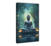 NFFNPIJ Buddha,Green Buddha Canvas Poster Bedroom Decor Landscape Decor Gift 20x30inch(50x75cm)