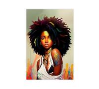 NFFNPIJ Colourful African Woman Canvas Painting,Modern,Natural Canvas Poster Bedroom Decor Landscape Decor Gift 12x18inch(30x45cm)