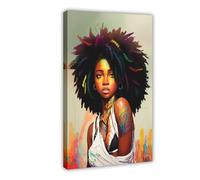 NFFNPIJ Colourful African Woman Canvas Painting,Modern,Natural Canvas Poster Wall Art Print Picture Paintings 20x30inch(50x75cm)