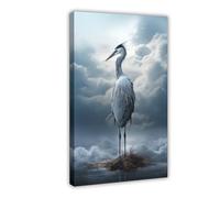 NFFNPIJ Gray Heron Bird Canvas Painting, Animal Wall Art, Bird Decor Canvas Poster Wall Art Print Picture Paintings 16x24inch(40x60cm)