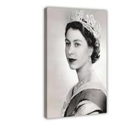 NFFNPIJ Queen Elizabeth II Vintage Portrait Print Canvas Poster Bedroom Decor Landscape Decor Gift 08x12inch(20x30cm)