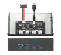 NFHK 10Gbps USB 3.1 Type-A HUB 4 Ports Front Panel to Motherboard Type-E Connector Cable 10Gbps for 5.25" CD-ROM Bay Tray