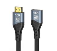 NFHK 16K 8K UHD HDMI 2.2 Version Type-A Male to HDMI Female Extension HDTV Cable for HDTV Desktop Laptop Monitor (200cm)