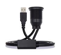 NFHK 1m Waterproof Dustproof 480Mbps USB2.0 Type-A Male to Dual Female Hub Extension Data Power Cable Car Panel Mount Design