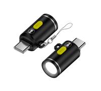 NFHK 2 Pack Mini Flashlight USB C LED Light Brightness 210 Lumens Get Power from Phone/Power Bank Small Size & Easy to Carry with Hook Hole
