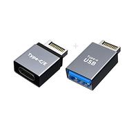 NFHK 2pcs USB 3.1 Front Panel Header Male Type-E to Type-A & Type-C USB-C Motherboard Extension Data Adapter