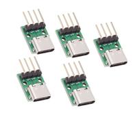 NFHK 5 Pack USB C DIY Connector, Pitch 2.54mm 4Pin to USB 2.0 Type C Female Socket Port Repair Replacement Solder Adapter