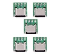 NFHK 5 Pack USB C DIY Connector, Pitch 2.54mm USB 2.0 Type C 4Pin Female Socket Port Repair Replacement Solder Adapter