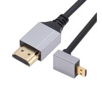 NFHK 90 Degree Down Angled Micro HDMI 2.1 Ultra Thin HDTV Cable 8K 4K Hyper Super Flexible Slim Cord Type-A to Type-D for Camera HDTV 50cm