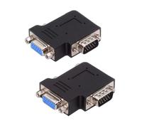 NFHK Adapter 2pcs/lot Left & Right Angled 90 Degree VGA RGB HDB15Pin Screw Type Male to Female Nut Type Extension Adapter Port Saver for Monitor Displays