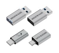 NFHK Adapter 4pcs/set USB 3.1 Data Blocker Type-A Male Female to USB-C Male Female Elimination Data Protect Against Juice-Jacking Refuse Hacking Adapter Only for Power Charge