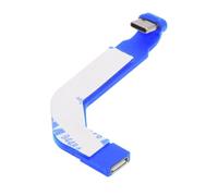 NFHK Angled Type-C Male to USB-C Female Extension Ultra Slim Data Cable Connector Protector 65W Fast Charge for Tablet Phone (Blue)