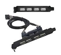NFHK Cable Internal Four USB2.0 Female Mount Panel to Motherboard 9pin Baffle Cable with Extral SATA Power and 12cm Bracket