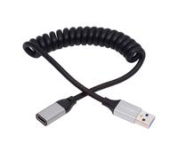 NFHK Cable USB 3.0 Type-A Male to USB-C Type-C Female Stretch Coiled Cable 100cm Extension 5Gbps for Disk Phone Camera Data
