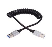 NFHK Cable USB 3.0 Type-A Male to USB3.0 A Male Stretch Coiled Cable 100cm Extension 5Gbps for Disk SSD Camera Data