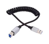 NFHK Cable USB 3.0 Type-A Male to USB3.0 Type-B Male Stretch Coiled Cable 100cm Extension 5Gbps for Disk Printer Camera Data