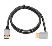 NFHK Down Angled DisplayPort DP to DP Cable 4K 60hz Cable Silver Sleeve Ultra-HD UHD 90 Degree for Desktop Laptop Monitor Graphics Card 2M