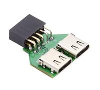 NFHK Dual Ports USB 3.1 Type C USB-C Female to USB 2.0 Motherboard 9pin 10pin Header Adapter PCBA 480Mbps
