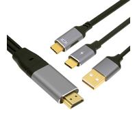 NFHK HDMI to USB C Cable 4k@60hz with USB Power Supply Support Touch Display for Host Connected to Portable Screen/VR Glasses 6.56FT/2.0M