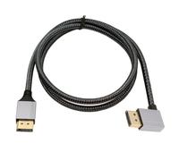 NFHK Left Angled DisplayPort DP to DP Cable 4K 60hz Cable Silver Sleeve Ultra-HD UHD 90 Degree for Desktop Laptop Monitor Graphics Card 1M