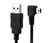 NFHK Mini USB B Type 5pin Male Right Angled 90 Degree to USB 2.0 Male Data Cable with Ferrite 3.0m