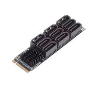 NFHK NGFF NVME M-Key PCI Express M.2 to 9 Ports SATA 3.0 6Gbps Adapter Converter Hard Drive Extension Card 2280 for NAS Computer