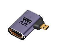NFHK Right Angled Micro HDMI Male to HDMI 2.1 Female UHD Extension Gold Converter Adapter Support 8K 60hz HDTV