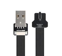 NFHK Right Angled USB 2.0 Type-A Male to USB-C Type-C Male Data Flat Slim FPC Cable for FPV & Disk & Phone 20cm
