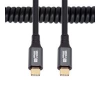 NFHK Stretch Coiled USB-C USB4 Cable 20Gbps 100W 8K for Laptop Keyboard Tablet Type-C Male to Male Cable Power & Data 150cm