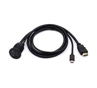 NFHK Waterproof Dustproof USB-C Type-C USB 3.1 &HDMI 4K Extension Flush Car Latch Mount Extension Cable for Dashboard Panel