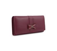 NFI essentials PU Women,s Wallet Stylish Clutch Wallet with Zipper Pocket Ladies Travel Purse Women Money Purse Multi Card Holders Long Wallet, Maroon, 19x2.5x10cm