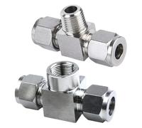 NFJNFCF 1/8" 1/4" 3/8" 1/2" BSP M10 M14 M20 Female Male x 6 8 10 12 mm Compression Union Tee 3 Ways 304 Stainless Steel Pipe Fitting(Female BSPP,12MM_M14X1.5)