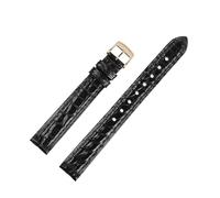 NFJNFCF 13/18/20mm Thin Genuine Alligator Watchband Compatible With Longines Elegant Jialan Bracelet Crocodile Leather Strap L4.209.4 L4.721.4 Serie(Black rose gold,18mm)