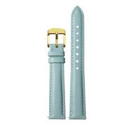 NFJNFCF 14mm 16mm 18mm 20mm Cowhide Plain Watchband Compatible With Casio Fossil Citizen Watch Strap DW Ladies Bracelet Sky Blue Pink Brown(Light blue gold,18mm width)