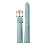 NFJNFCF 14mm 16mm 18mm 20mm Cowhide Plain Watchband Compatible With Casio Fossil Citizen Watch Strap DW Ladies Bracelet Sky Blue Pink Brown(Light blue rose gold,16mm width)