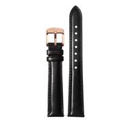 NFJNFCF 14mm 16mm 18mm 20mm Cowhide Plain Watchband Compatible With Casio Fossil Citizen Watch Strap DW Ladies Bracelet Sky Blue Pink Brown(Black rose gold,16mm width)