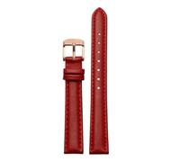 NFJNFCF 14mm 16mm 18mm 20mm Cowhide Plain Watchband Compatible With Casio Fossil Citizen Watch Strap DW Ladies Bracelet Sky Blue Pink Brown(Red rose gold,14mm width)